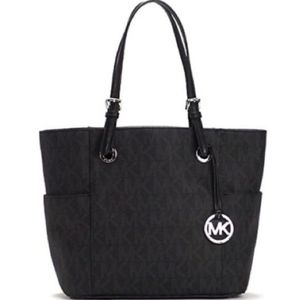 Michael Kors Black Jet Set Signature Tote Handbag